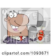 Poster, Art Print Of Hispanic Businessman Holding A Ringing Cell Phone In An Office