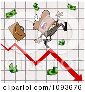 Poster, Art Print Of Hispanic Businessman Tripping And Dropping Money On A Graph