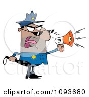 Poster, Art Print Of Hispanic Male Police Officer Shouting Through A Megaphone
