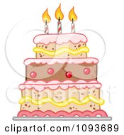 Poster, Art Print Of Layered Birthday Cake With Three Candles