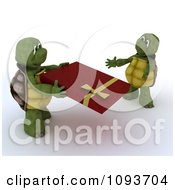 Poster, Art Print Of 3d Tortoise Giving His Mate A Valentines Day Gift