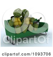 Poster, Art Print Of 3d Tortoise Couple Drinking Champagne On A Sofa
