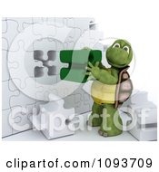 Poster, Art Print Of 3d Tortoise Assembling A Puzzle Wall