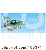 Poster, Art Print Of 3d Tortoise Flying A Red Biplane And Writing I Heart U In The Sky