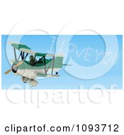 Poster, Art Print Of 3d Tortoise Flying A Red Biplane And Writing I Love You In The Sky