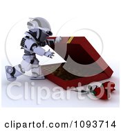 Poster, Art Print Of 3d Valentines Day Robot Opening A Box Of Chocolates