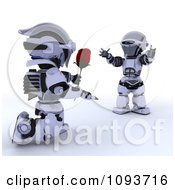 Poster, Art Print Of 3d Valentines Day Robot Giving His Mate A Rose