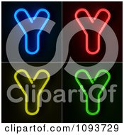 Blue Red Yellow And Green Neon Capital Y Letters