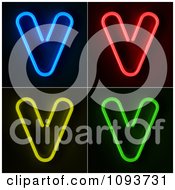 Poster, Art Print Of Blue Red Yellow And Green Neon Capital V Letters