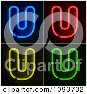 Poster, Art Print Of Blue Red Yellow And Green Neon Capital U Letters