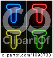 Poster, Art Print Of Blue Red Yellow And Green Neon Capital T Letters