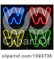 Blue Red Yellow And Green Neon Capital W Letters