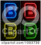 Blue Red Yellow And Green Neon Capital B Letters