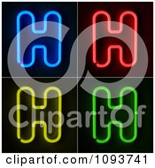 Poster, Art Print Of Blue Red Yellow And Green Neon Capital H Letters