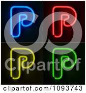 Blue Red Yellow And Green Neon Capital P Letters
