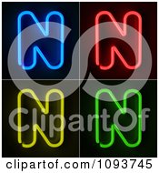 Blue Red Yellow And Green Neon Capital N Letters