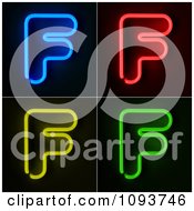 Blue Red Yellow And Green Neon Capital F Letters