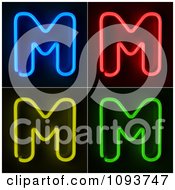Poster, Art Print Of Blue Red Yellow And Green Neon Capital M Letters