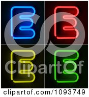 Blue Red Yellow And Green Neon Capital E Letters