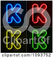 Poster, Art Print Of Blue Red Yellow And Green Neon Capital K Letters
