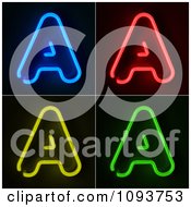 Poster, Art Print Of Blue Red Yellow And Green Neon Capital A Letters