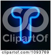 Clipart Blue Neon Capital Letter T Royalty Free CGI Illustration