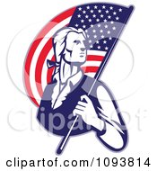 Retro Patriotic Man Carrying An American Flag