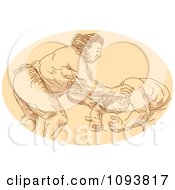 Clipart Sketched Sumo Wrestlers Royalty Free CGI Illustration by patrimonio