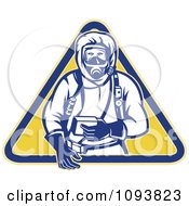 Poster, Art Print Of Retro Man In A Chemical Hazard Suit