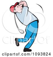 Clipart Male Golfer Swinging His Club Royalty Free Vetor Illustration