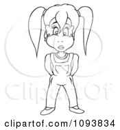 Clipart Outlined Girl Holding Her Hands Behind Her Back Royalty Free Vector Illustration