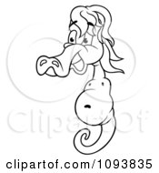 Poster, Art Print Of Outlined Seahorse With Long Hair