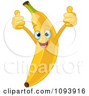 Happy Banana Character Holding Two Thumbs Up