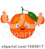 Clipart Happy Orange Character Holding Two Thumbs Up Royalty Free Vector Illustration