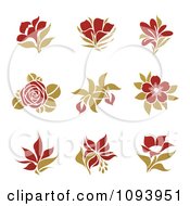 Poster, Art Print Of Red And Green Flower Logos