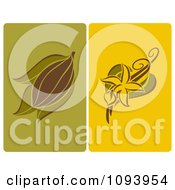 Clipart Vanilla Flowers And Blossoms On Green And Yellow Panels Royalty Free Vector Illustration