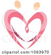 Clipart Dancing Pink Heart People 5 Royalty Free Vector Illustration by elena