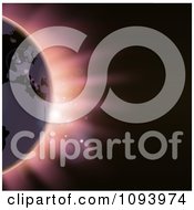 Clipart Erope Featured On The Earth Against An Eclipse And Pink Light Royalty Free Vector Illustration by AtStockIllustration