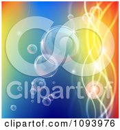 Poster, Art Print Of Bubbles Floating With Colorful Orbs And Waves