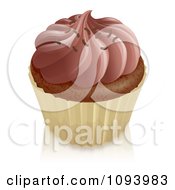 Poster, Art Print Of 3d Chocolate Cupcake With Frosting Sprinkles And A White Wrapper