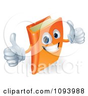Poster, Art Print Of 3d Orange Book Character Smiling And Holding Two Thumbs Up
