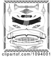 Poster, Art Print Of Black And White Banners And Borders