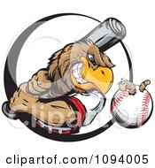 Clipart Strong Baseball Eagle Swinging A Bat At A Ball With A Worm Royalty Free Vector Illustration by Chromaco #COLLC1094005-0173