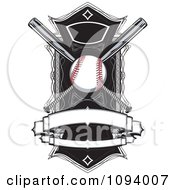 Clipart Baseball With Bats A Field And Banners Royalty Free Vector Illustration