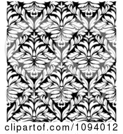 Poster, Art Print Of Black And White Triangular Damask Pattern Seamless Background 8