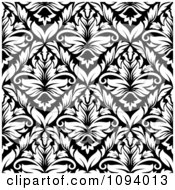 Poster, Art Print Of Black And White Triangular Damask Pattern Seamless Background 9