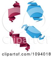 Clipart Purple And Blue Origami Banners Royalty Free Vector Illustration
