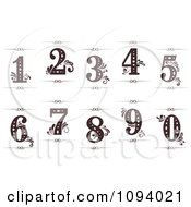 Vintage Numbers 1 Through 0 With Flourishes And Rule Dividers