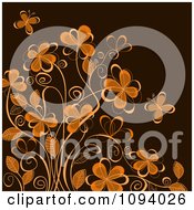 Clipart Brown And Orange Floral Background Royalty Free Vector Illustration