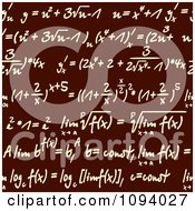 Poster, Art Print Of Seamless Math Formulas Written On Brown